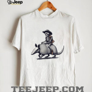 Skeleton Cowboy Riding an Armadillo Western Graphic T Shirt