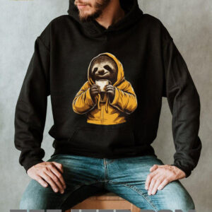 Sloth in Yellow Hoodie Drinking Coffee Slow Morning T Shirt Sloth in Yellow Hoodie Drinking Coffee Slow Morning T Shirt