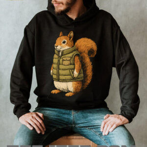 Squirrel in Puffy Vest Graphic T Shirt Cute Outdoorsy Animal Apparel Squirrel in Puffy Vest Graphic T Shirt Cute Outdoorsy Animal Apparel