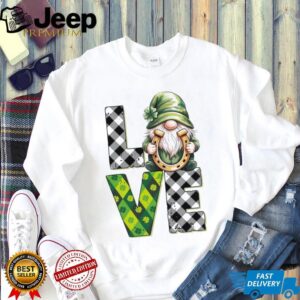 St. Patrick's Day LOVE Gnome Horseshoe Plaid Clover T Shirt