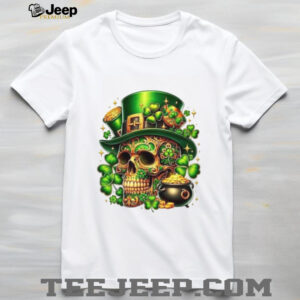 Sugar Skull Leprechaun with Gold Coins and Shamrocks St. Paddy’s Day Tee Sugar Skull Leprechaun with Gold Coins and Shamrocks St. Paddy’s Day Tee