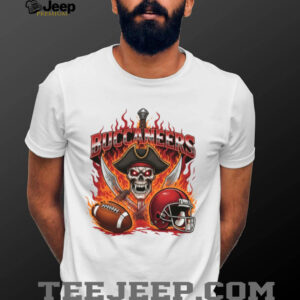 Tampa Bay Buccaneers Skull & Fire Graphic Football T Shirt