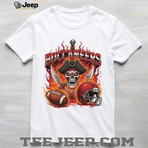Tampa Bay Buccaneers Skull & Fire Graphic Football T Shirt