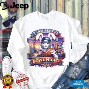 Team Benito Super Bowl Night LX Bunny Football Player Character Art Tee