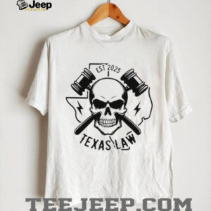 Texas Law Skull and Gavels Est 2025 Graphic White T Shirt Texas Law Skull and Gavels Est 2025 Graphic White T Shirt