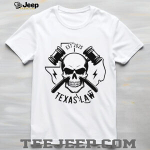 Texas Law Skull and Gavels Est 2025 Graphic White T Shirt