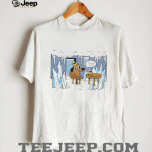 “This is Fine” Dog Meme Winter Ice Cave Version White T Shirt