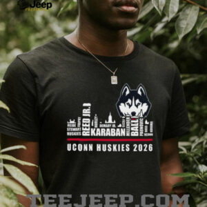 UConn Huskies 2026 Roster Skyline Basketball Black T Shirt