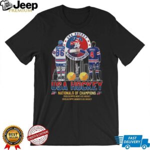 USA Hockey 2026 Olympic Nationals of Champions Hughes & Harvey T Shirt USA Hockey 2026 Olympic Nationals of Champions Hughes & Harvey T Shirt