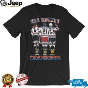 USA Hockey Champions 1960 1980 2026 Gold Medal Signature Players Shirt USA Hockey Champions 1960 1980 2026 Gold Medal Signature Players Shirt