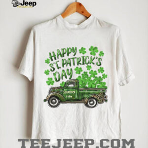 Vintage Green Leopard Shamrock Farm Truck St. Patrick's Day T Shirt