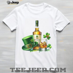 Vintage Irish Whiskey Bottle and Green Leprechaun T Shirt Design Vintage Irish Whiskey Bottle and Green Leprechaun T Shirt Design