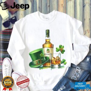 Vintage Irish Whiskey Bottle and Green Leprechaun T Shirt Design