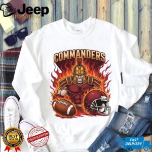 Washington Commanders Roman Centurion Fire & Football Tee Washington Commanders Roman Centurion Fire & Football Tee