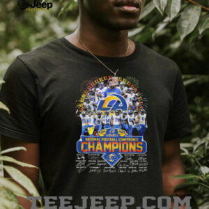 LA Rams 2025 2026 NFC Champions Signed Team Roster Fan T Shirt LA Rams 2025 2026 NFC Champions Signed Team Roster Fan T Shirt