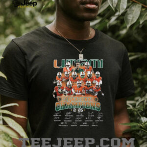 Miami Hurricanes Football 2025 CFP National Champions Team Signatures T Shirt Miami Hurricanes Football 2025 CFP National Champions Team Signatures T Shirt