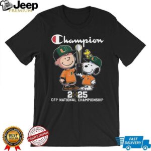Peanuts Snoopy and Charlie Brown Miami Hurricanes 2025 National Champions T Shirt