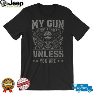 Skull and Dual Pistols “My Gun Is Not A Threat” Tactical T Shirt Skull and Dual Pistols “My Gun Is Not A Threat” Tactical T Shirt