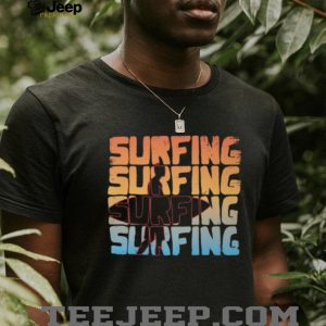 Retro Stacked “Surfing” Text Silhouette Vintage Summer Surf T shirt