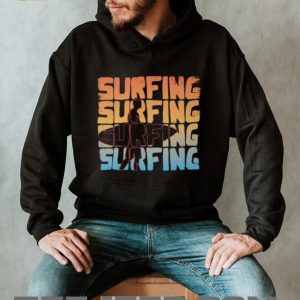 Retro Stacked “Surfing” Text Silhouette Vintage Summer Surf T shirt