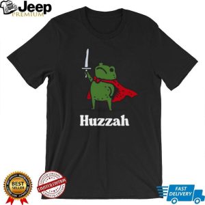 “Huzzah” Brave Knight Frog with Sword & Cape Funny T Shirt