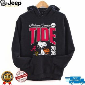 Alabama Crimson Tide Snoopy 2026 NCAA Basketball Red Logo T shirt Alabama Crimson Tide Snoopy 2026 NCAA Basketball Red Logo T shirt