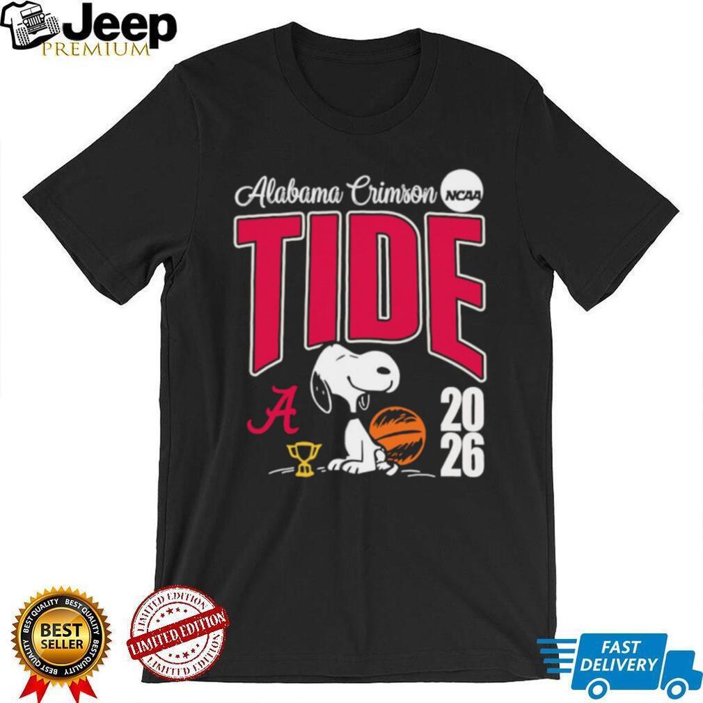 Alabama Crimson Tide Snoopy 2026 NCAA Basketball Red Logo T shirt Alabama Crimson Tide Snoopy 2026 NCAA Basketball Red Logo T shirt