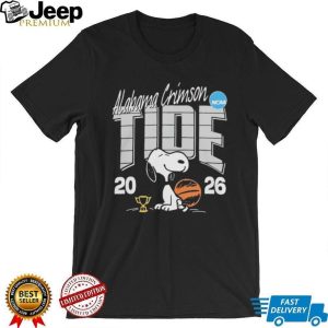 Alabama Crimson Tide Snoopy 2026 NCAA Basketball White Logo T shirt