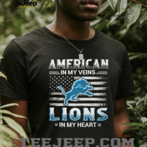 American In My Veins Detroit Lions In My Heart Football Fan T Shirt