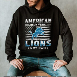 American In My Veins Detroit Lions In My Heart Football Fan T Shirt