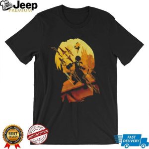 Anime Warrior Silhouette Graphic Art T Shirt Sword Fighter Design