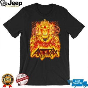 Anthrax Flaming Skeleton King Pentagram Staffs Black T Shirt Anthrax Flaming Skeleton King Pentagram Staffs Black T Shirt