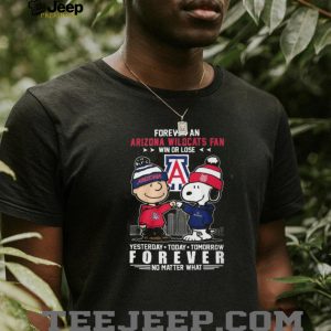 Arizona Wildcats Snoopy and Charlie Brown Forever Fan Heather Grey T Shirt Arizona Wildcats Snoopy and Charlie Brown Forever Fan Heather Grey T Shirt