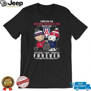 Arizona Wildcats Snoopy and Charlie Brown Forever Fan Heather Grey T Shirt