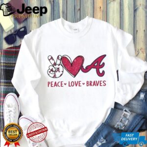Atlanta Braves Peace Love Braves Baseball Logo T Shirt