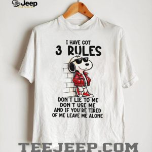 Cool Snoopy 3 Rules T Shirt Don't Lie Don't Use Me Leave Me Alone