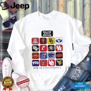 Big 12 Conference All Teams Logo Grid White Cotton T Shirt Big 12 Conference All Teams Logo Grid White Cotton T Shirt