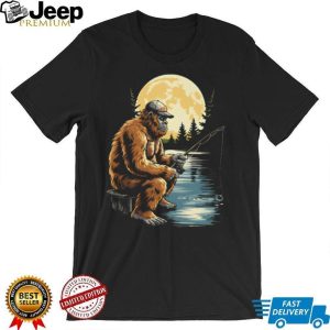 Bigfoot Fishing by the Lake Under Full Moon Relaxing T Shirt Bigfoot Fishing by the Lake Under Full Moon Relaxing T Shirt