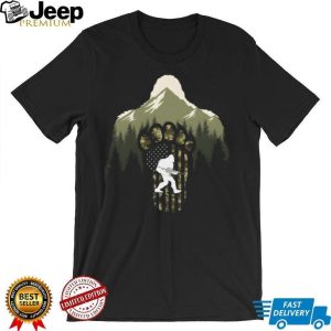 Bigfoot Hunting Camo American Flag Paw Print Mountain T Shirt Bigfoot Hunting Camo American Flag Paw Print Mountain T Shirt