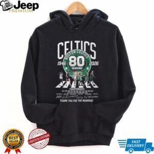 Boston Celtics 80 Seasons 1946 2026 Legends Signatures T Shirt Boston Celtics 80 Seasons 1946 2026 Legends Signatures T Shirt