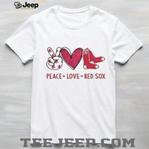 Boston Red Sox Peace Love Red Sox Baseball Logo T Shirt