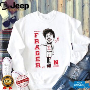 Braden Fraeger Nebraska Basketball #5 Caricature White T Shirt Braden Fraeger Nebraska Basketball #5 Caricature White T Shirt