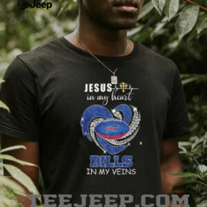 Buffalo Bills In My Veins Jesus In My Heart Rhinestone Style T Shirt