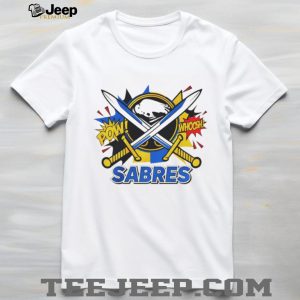 Buffalo Sabres Comic Book Style Pow Whoosh Hockey T Shirt