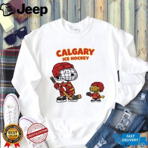 Calgary Ice Hockey Snoopy and Woodstock Graphic T Shirt Calgary Ice Hockey Snoopy and Woodstock Graphic T Shirt
