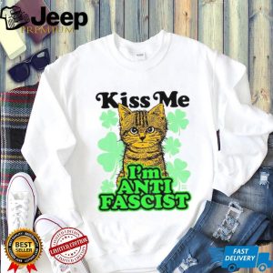 Cat Shamrock Kiss Me I'm Anti Fascist St Patrick's Day T Shirt