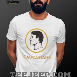 Caucasians Parody Logo Sports Satire White Graphic T Shirt Caucasians Parody Logo Sports Satire White Graphic T Shirt