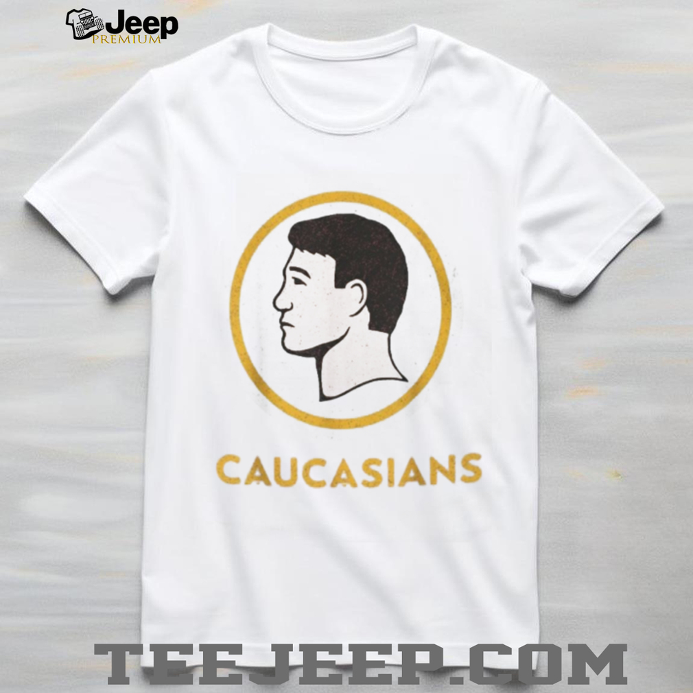 Caucasians Parody Logo Sports Satire White Graphic T Shirt Caucasians Parody Logo Sports Satire White Graphic T Shirt