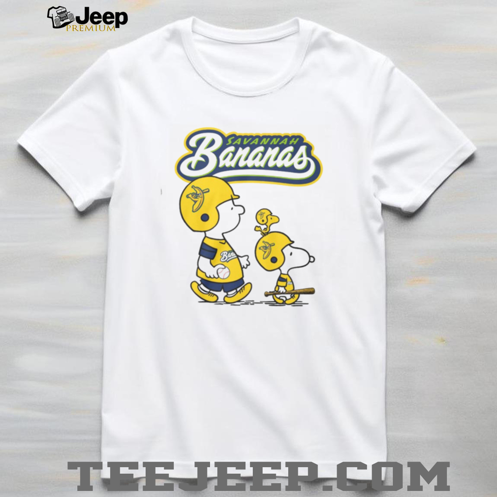 Charlie Brown and Snoopy Savannah Bananas Baseball T Shirt Charlie Brown and Snoopy Savannah Bananas Baseball T Shirt