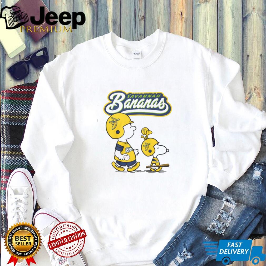 Charlie Brown and Snoopy Savannah Bananas Baseball T Shirt Charlie Brown and Snoopy Savannah Bananas Baseball T Shirt